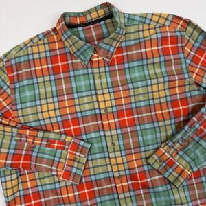 LL Bean Mens Long Sleeve Plaid Button Down Shirt Multi Color Cotton XL Regular